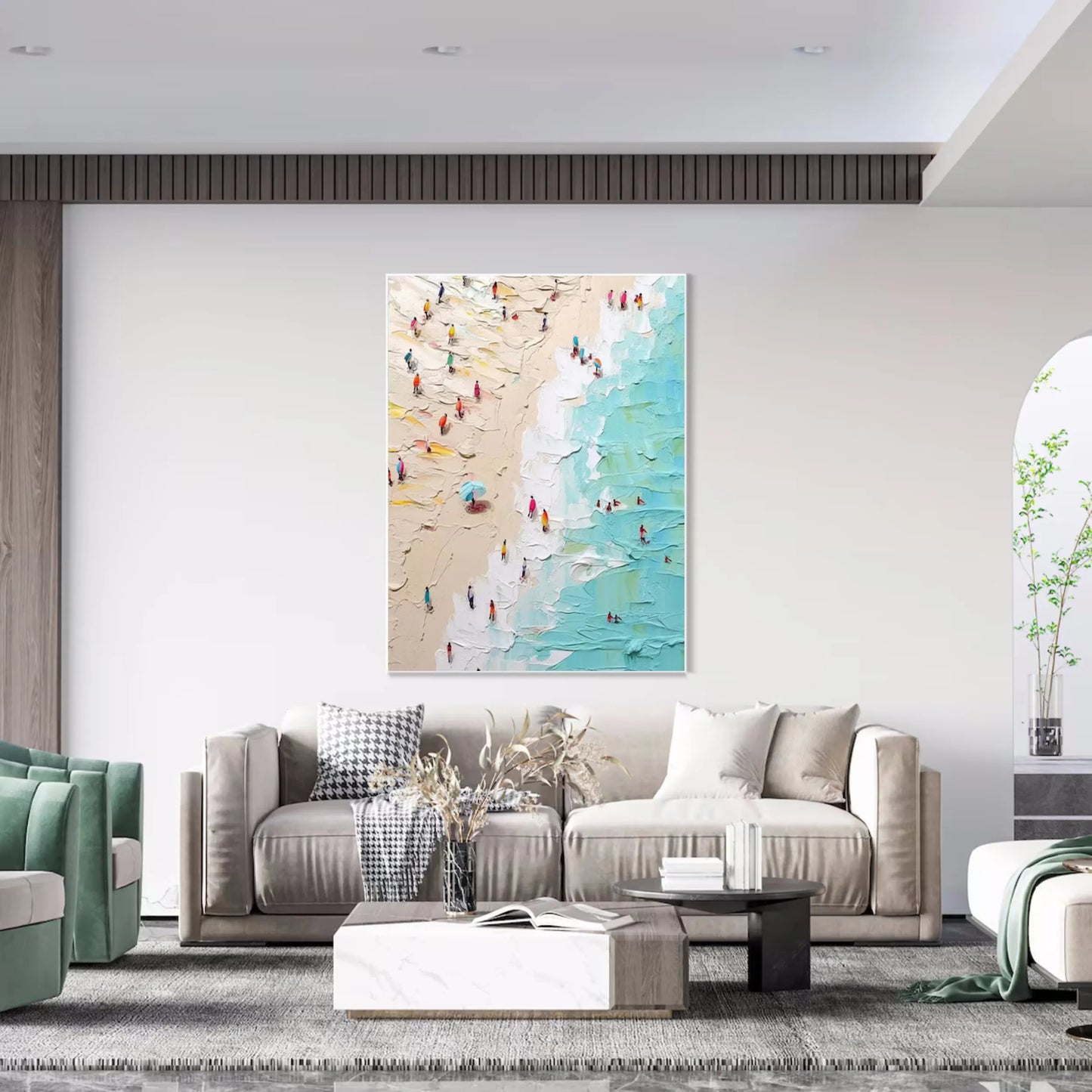 Golden Shoreline-Sunlit Beach Painting