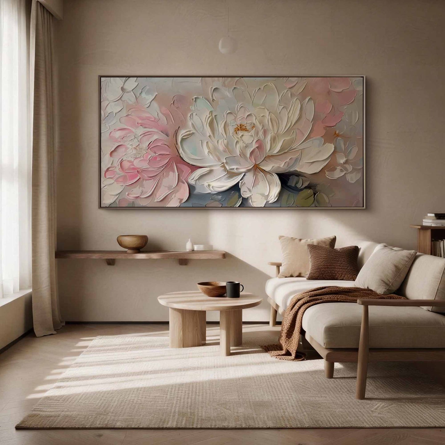 Blush Peony Thick Paint Floral Painting