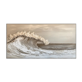 Golden Tide-Beige Ocean Wave Painting