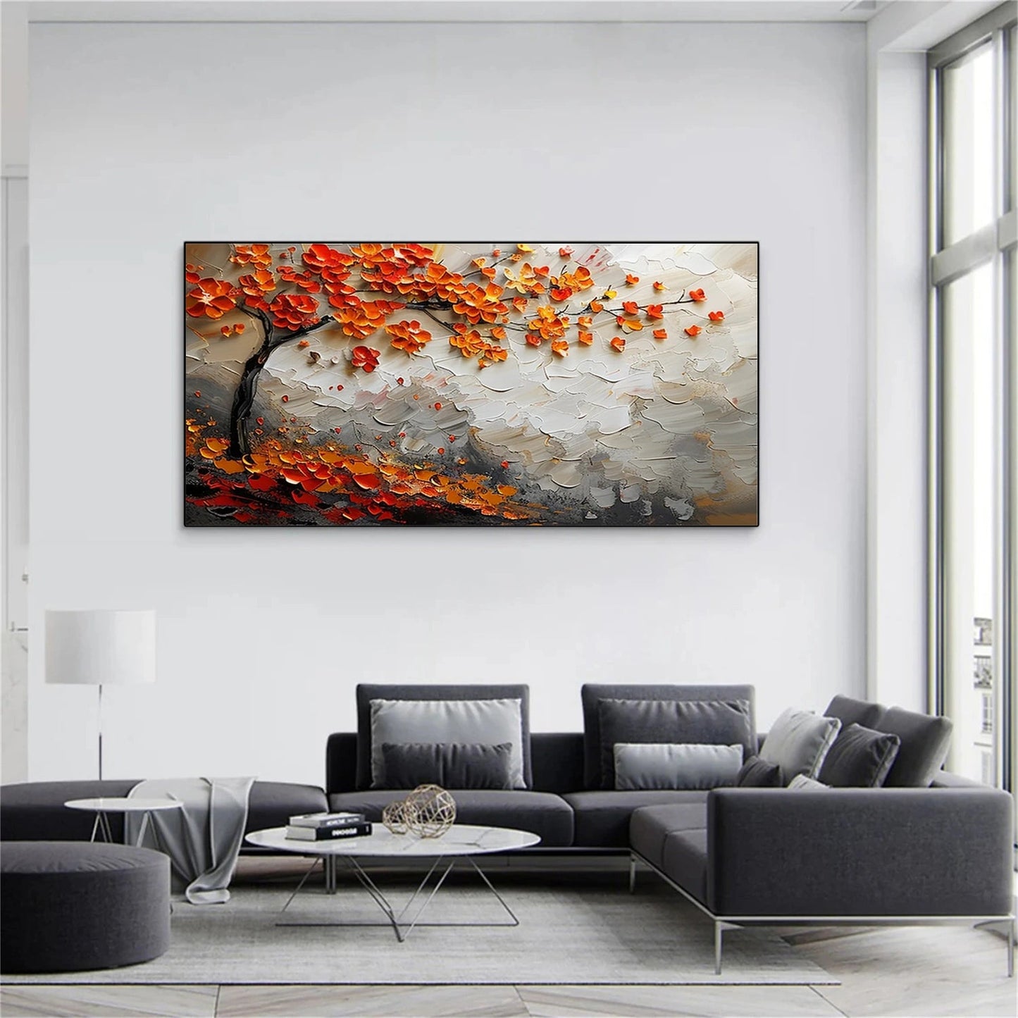 Autumn Ember Branch Abstract Painting