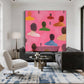 Crowd on Pink Abstract Painting
