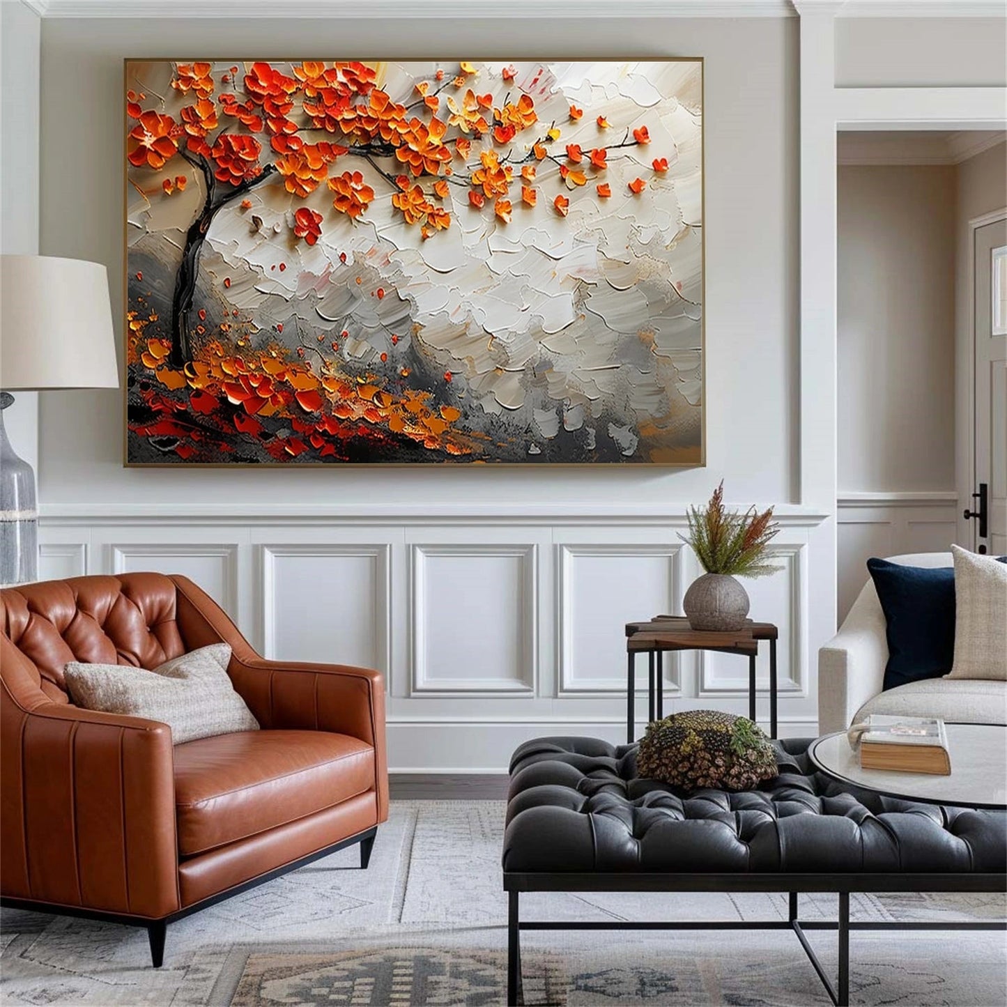 Autumn Ember Branch Abstract Painting