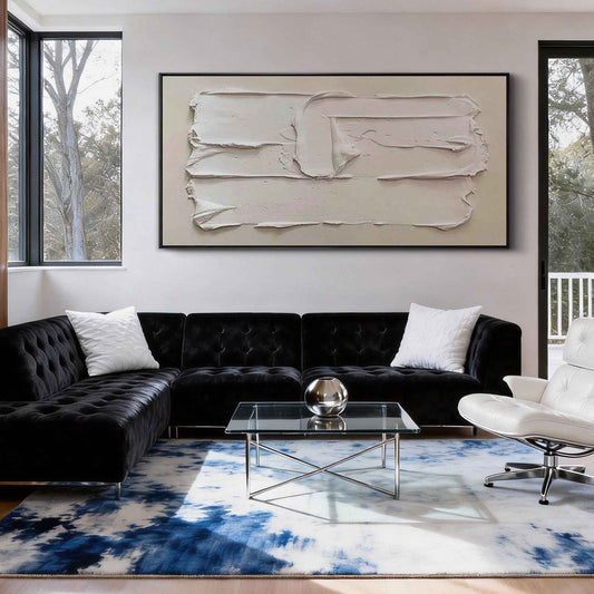 Pure White Thick Texture Abstract Painting