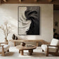 Monochrome Vortex 3D Impasto Abstract Painting