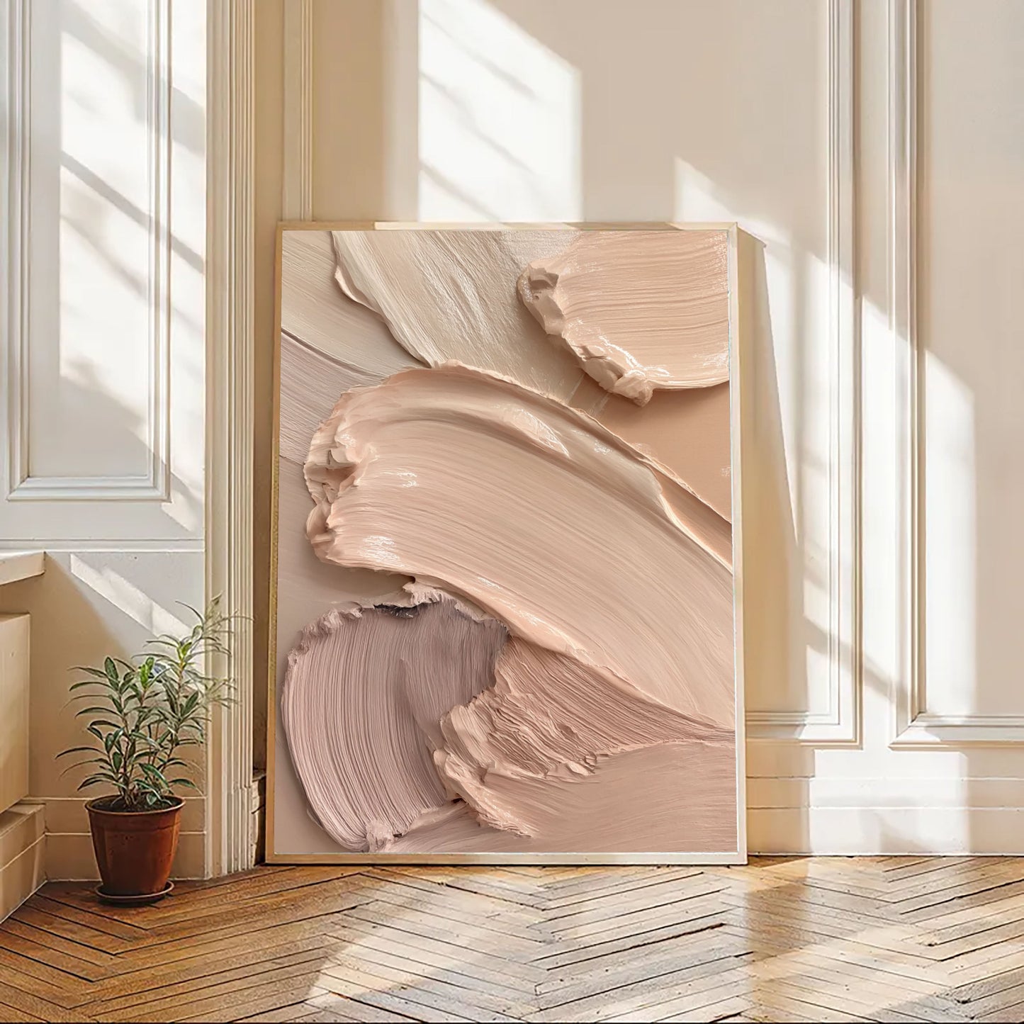 Nude Cream Palette – Modern Textured Abstract Painting
