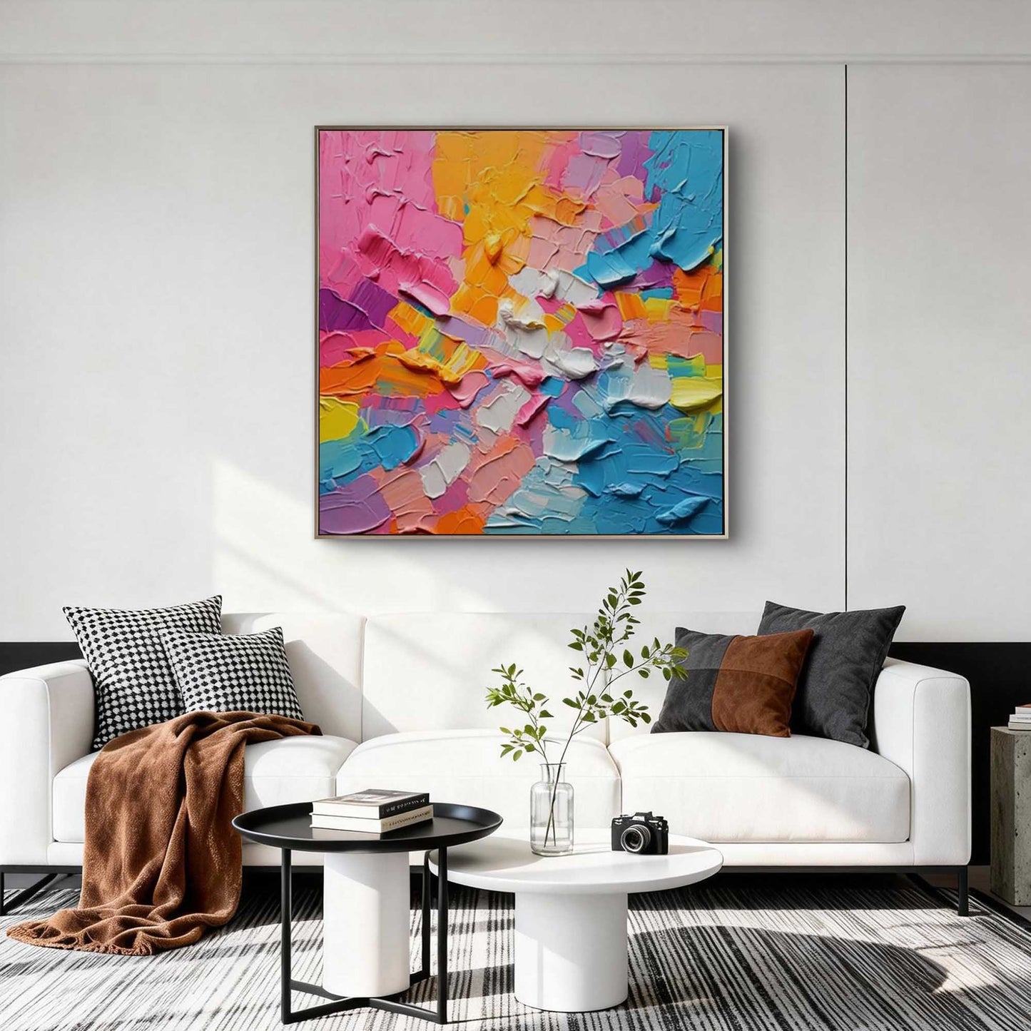 Rainbow Burst Textured Painting