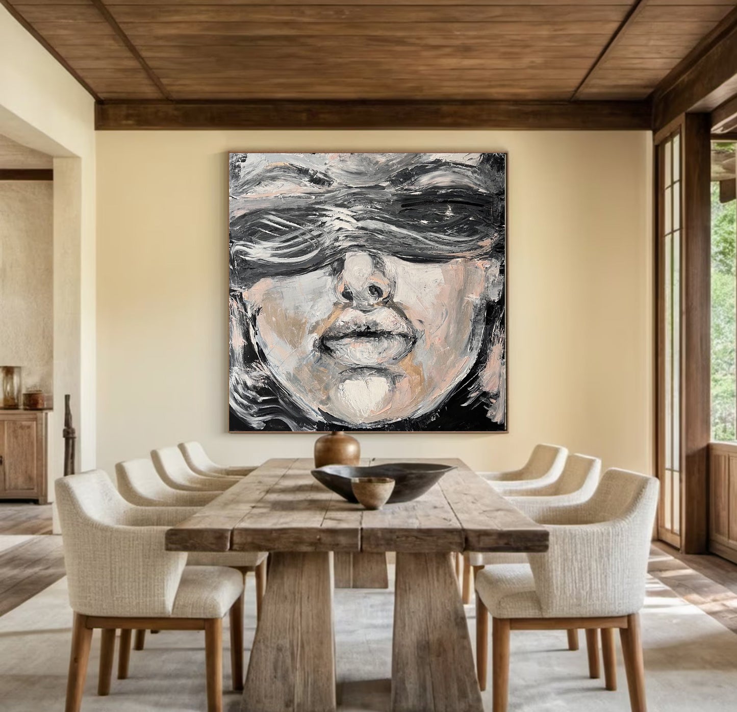 Midnight Whisper Monochrome Portrait Painting