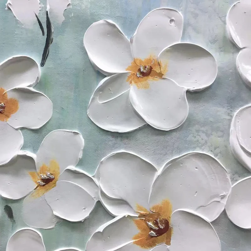 White Magnolia Textured Painting