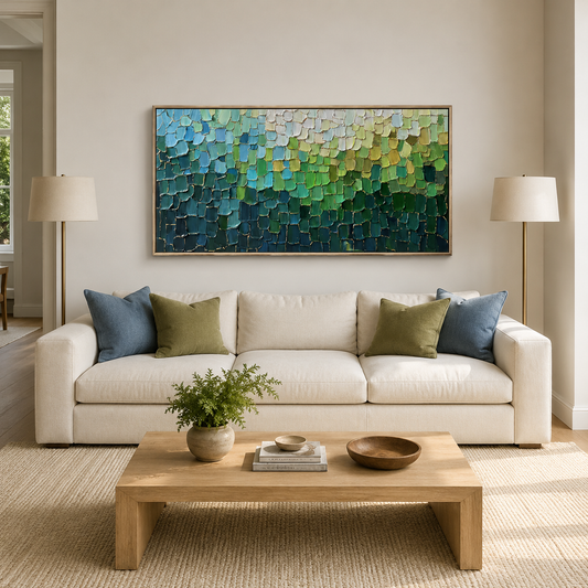 Emerald Mosaic Textured Abstract Painting #RIS2 (314)