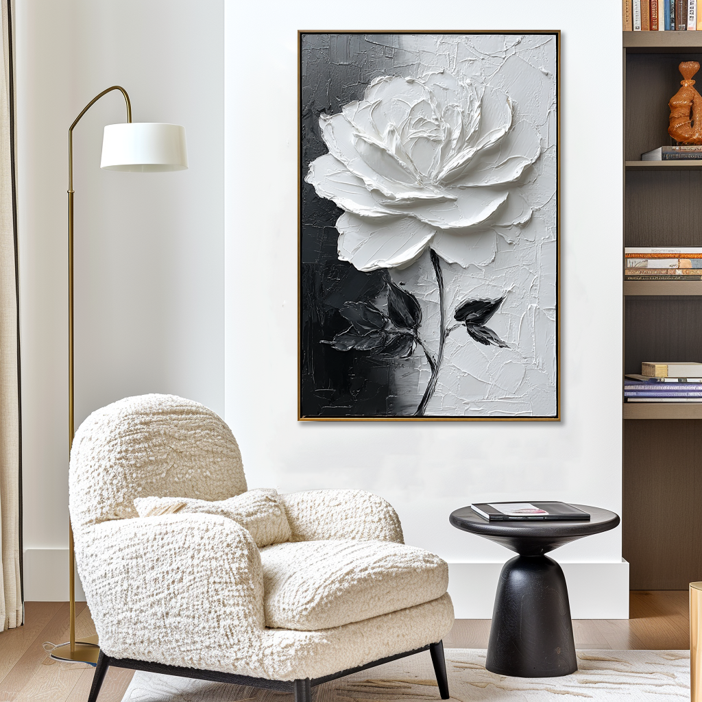 White Textured Flower Painting #ART17