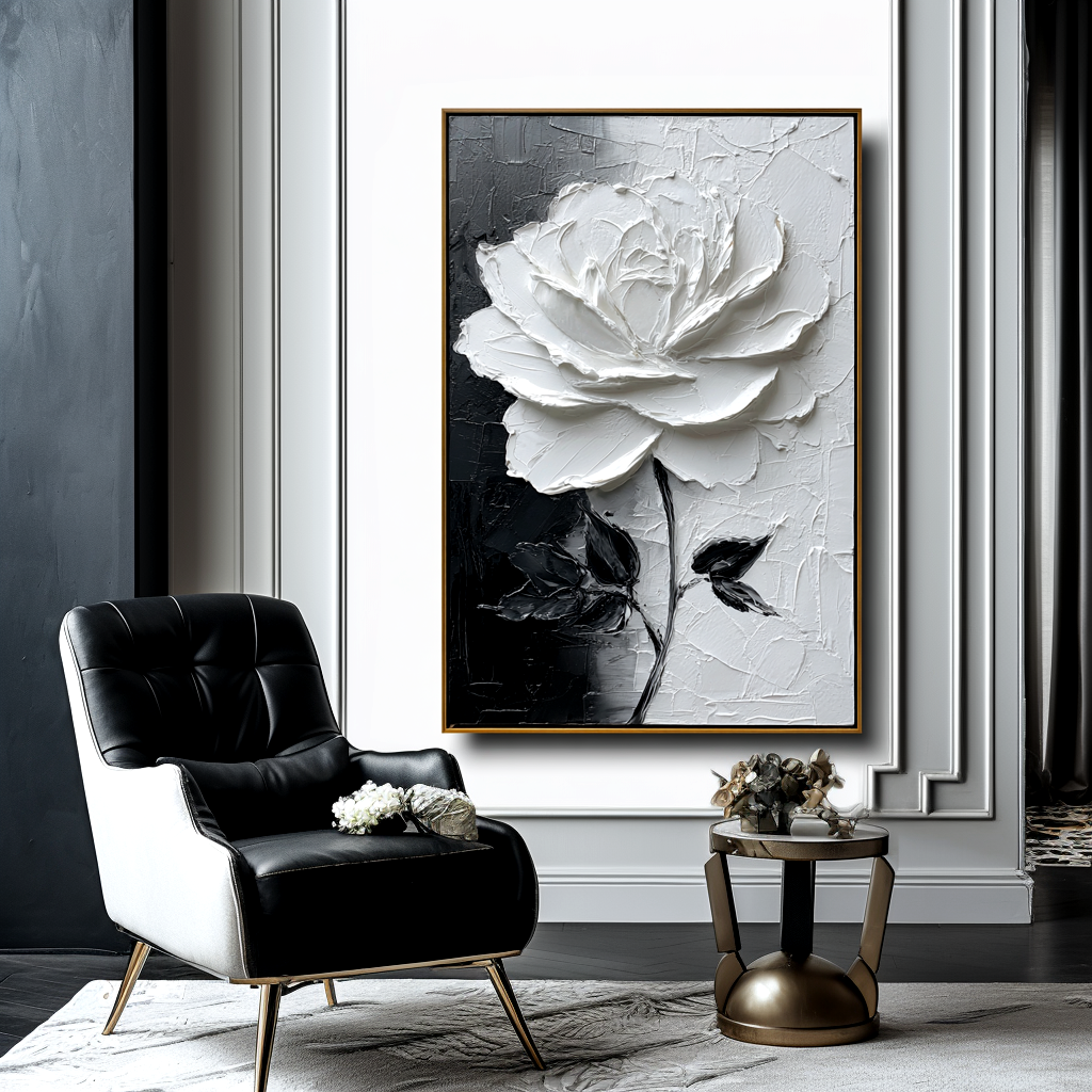 White Textured Flower Painting #ART17
