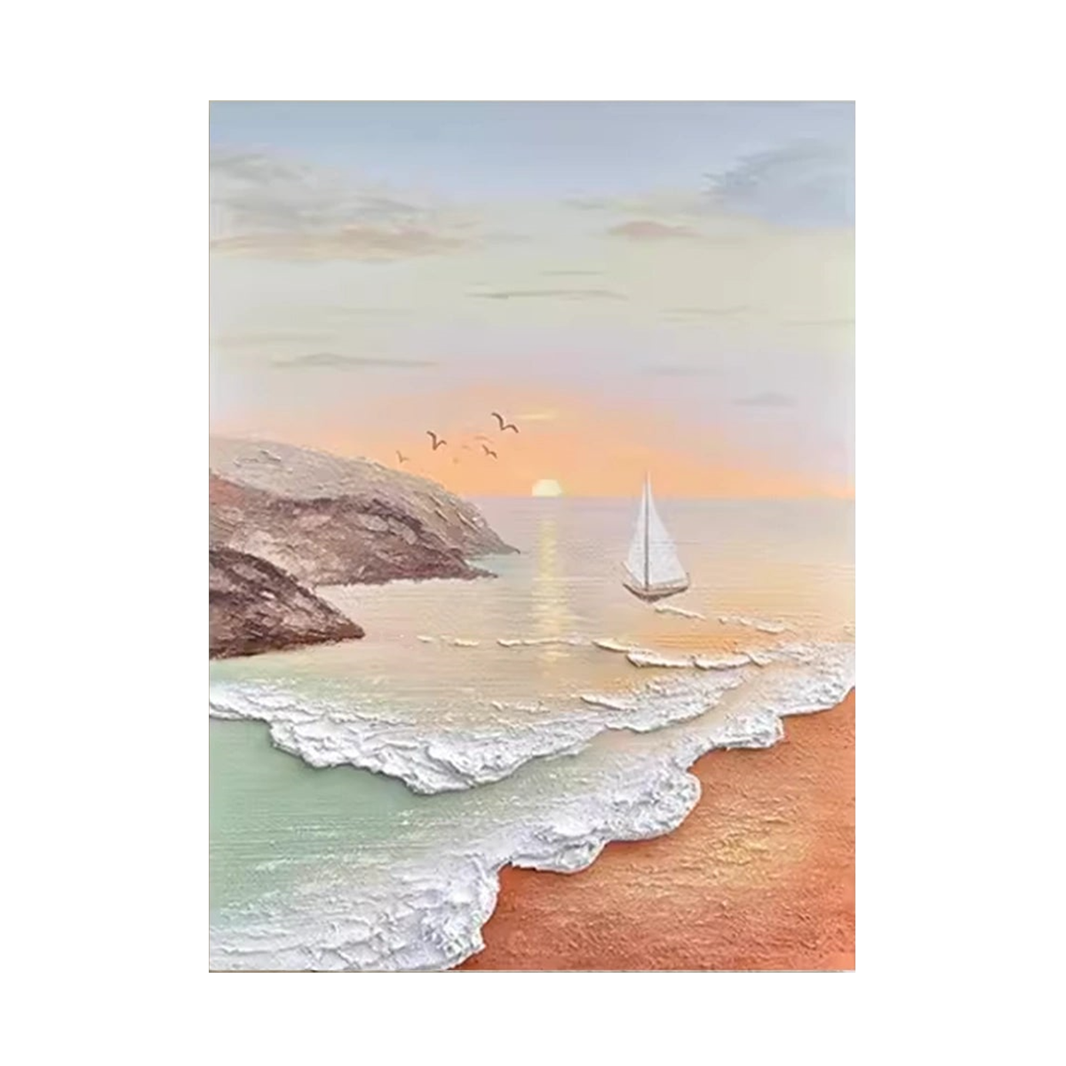 Sunset Coral-Sand Seascape Painting