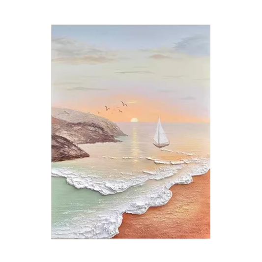 Sunset Coral-Sand Seascape Painting