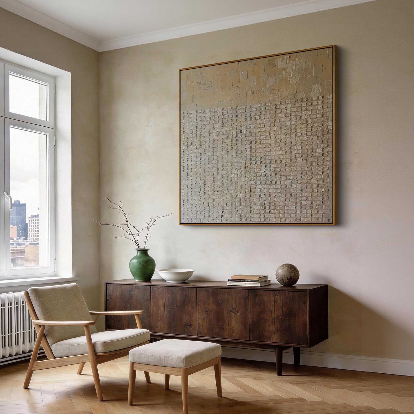 Neutral Gradient Grid Painting