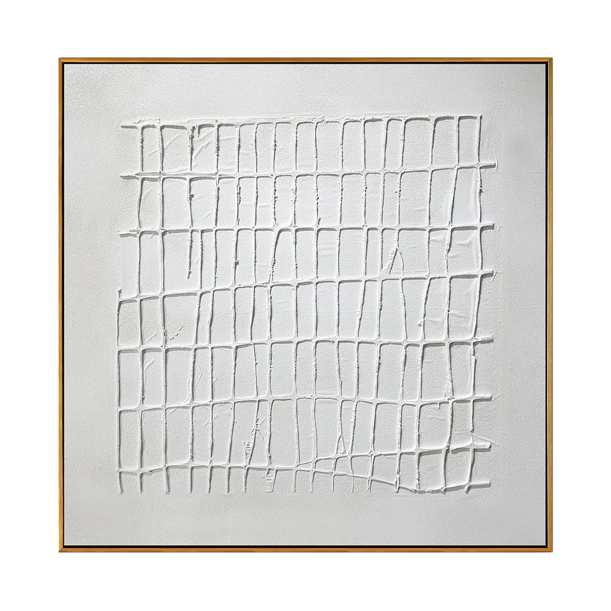 White Grid Textured Minimalist Painting