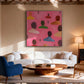 Crowd on Pink Abstract Painting