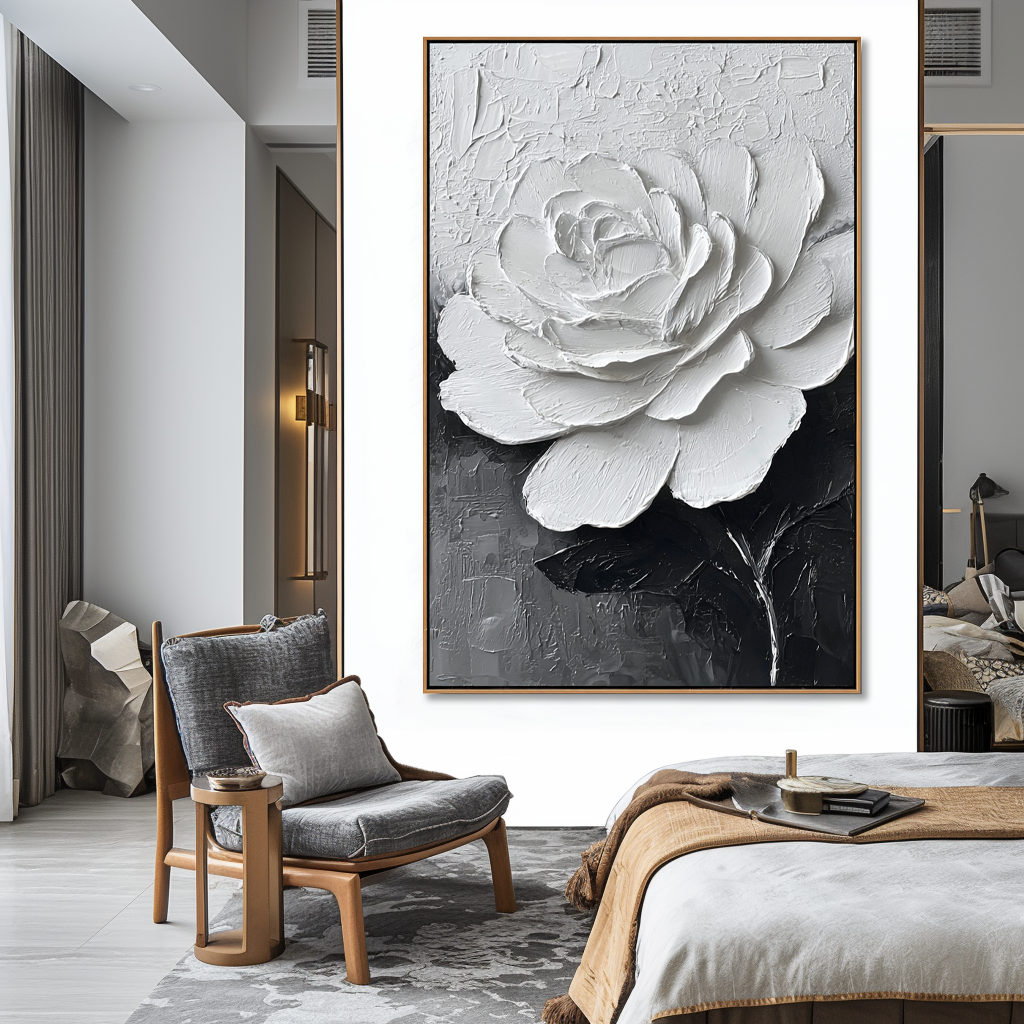 White 3D Textured Flower Painting #ART18