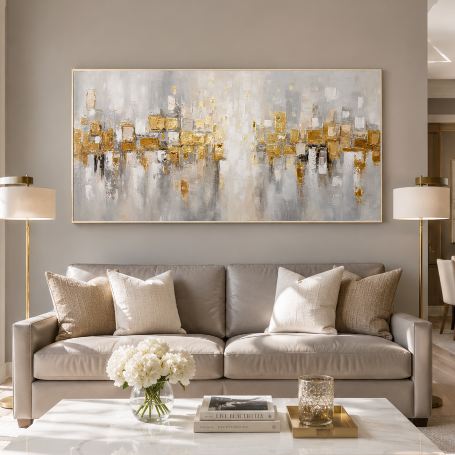 Abstract Metallic Cityscape Painting #ART09