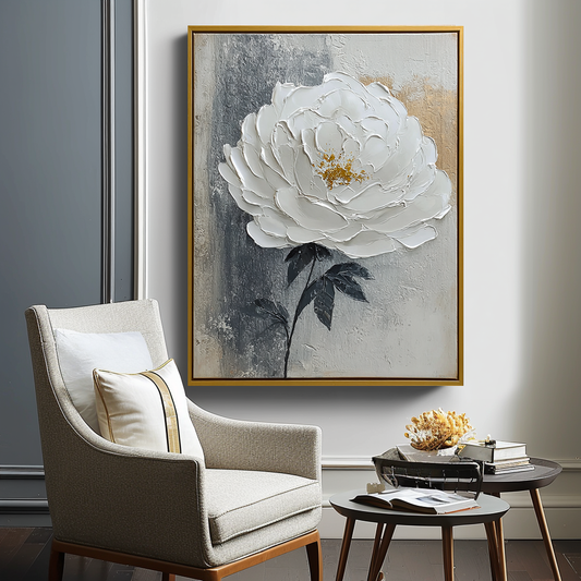 White Peony Textured Painting #ART19