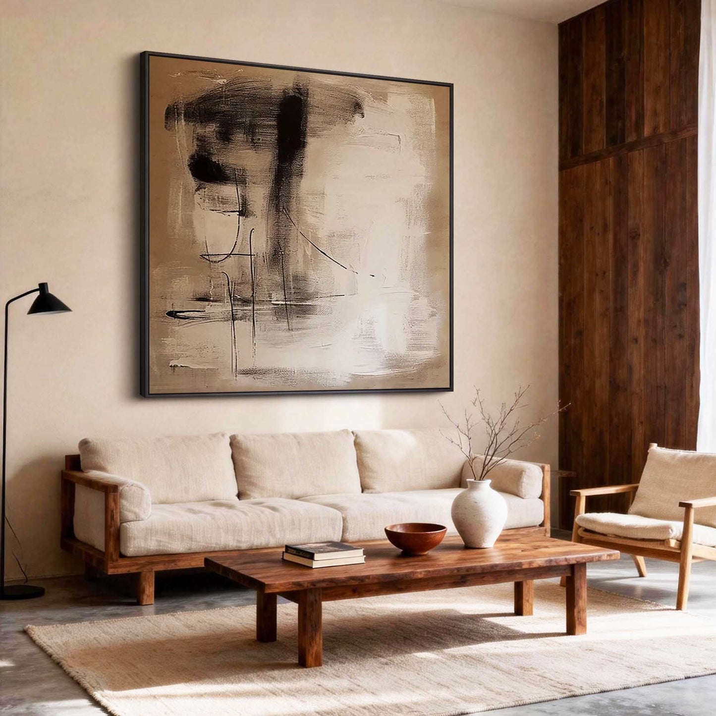 Neutral Brushstroke Abstract Painting