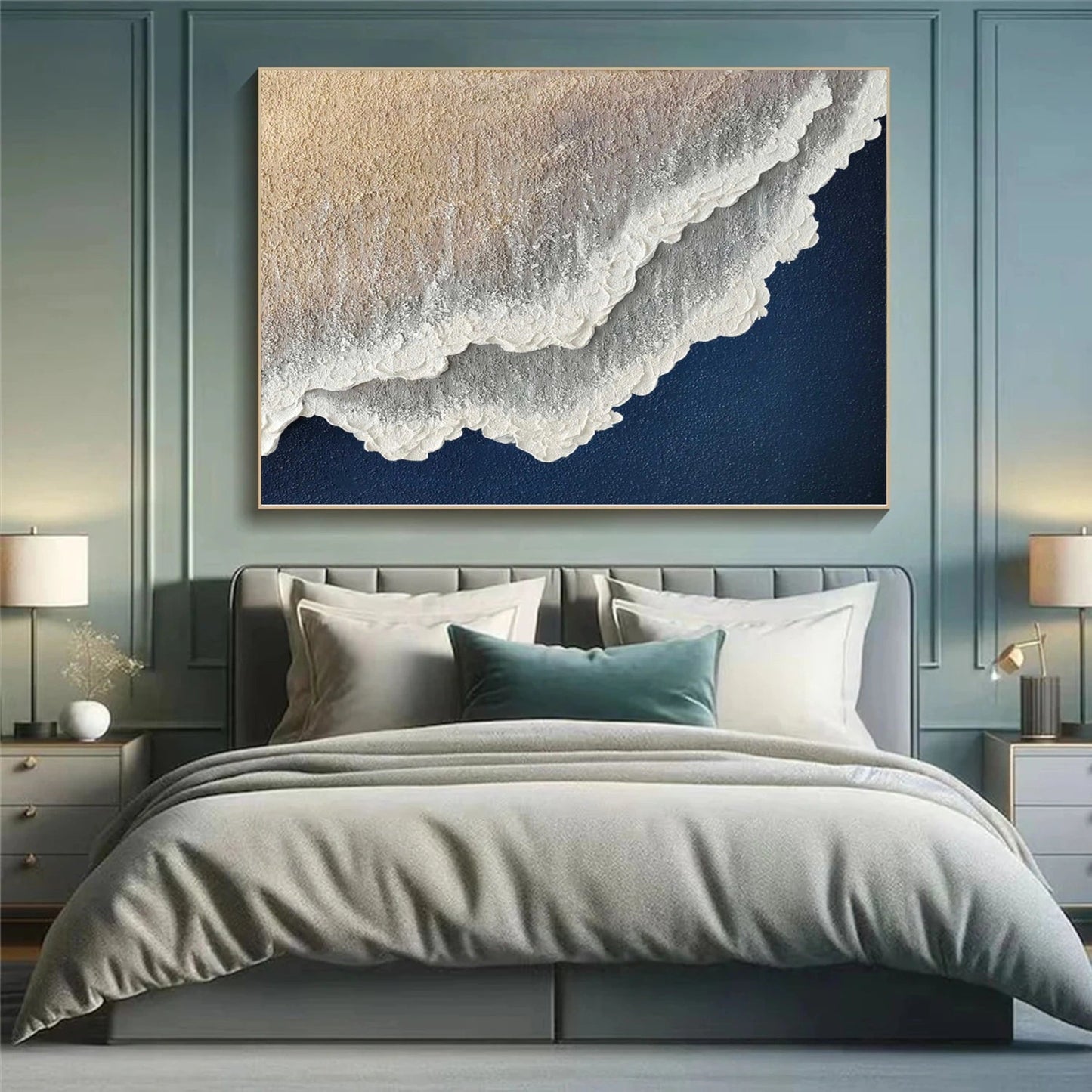 Ivory Breaker Blue Abstract Seascape Painting