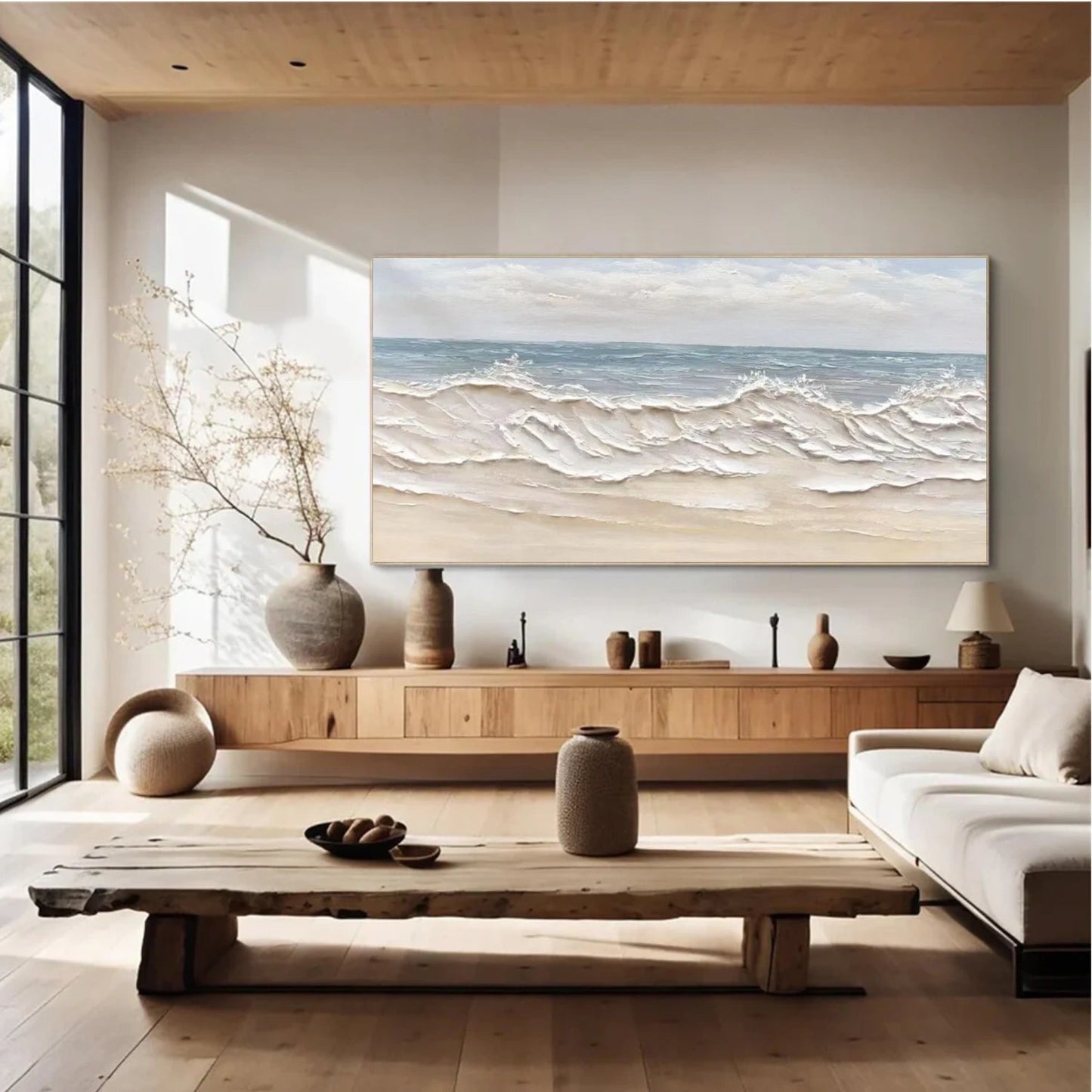 Creamy Shoreline Waves – Textured Coastal Painting