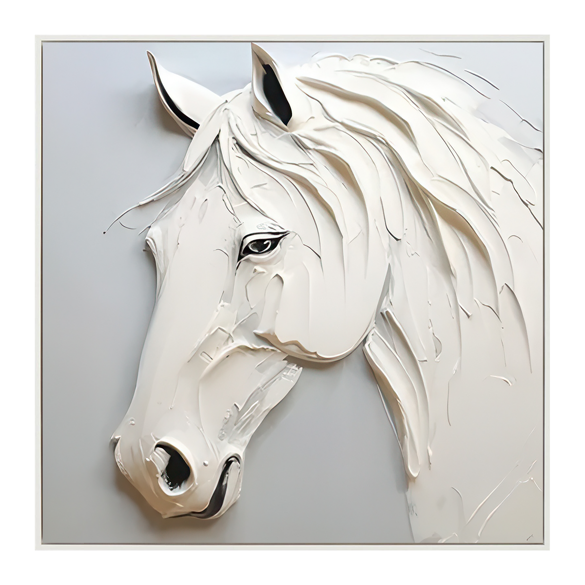 Majestic White Horse Textured Painting