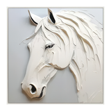 Majestic White Horse Textured Painting