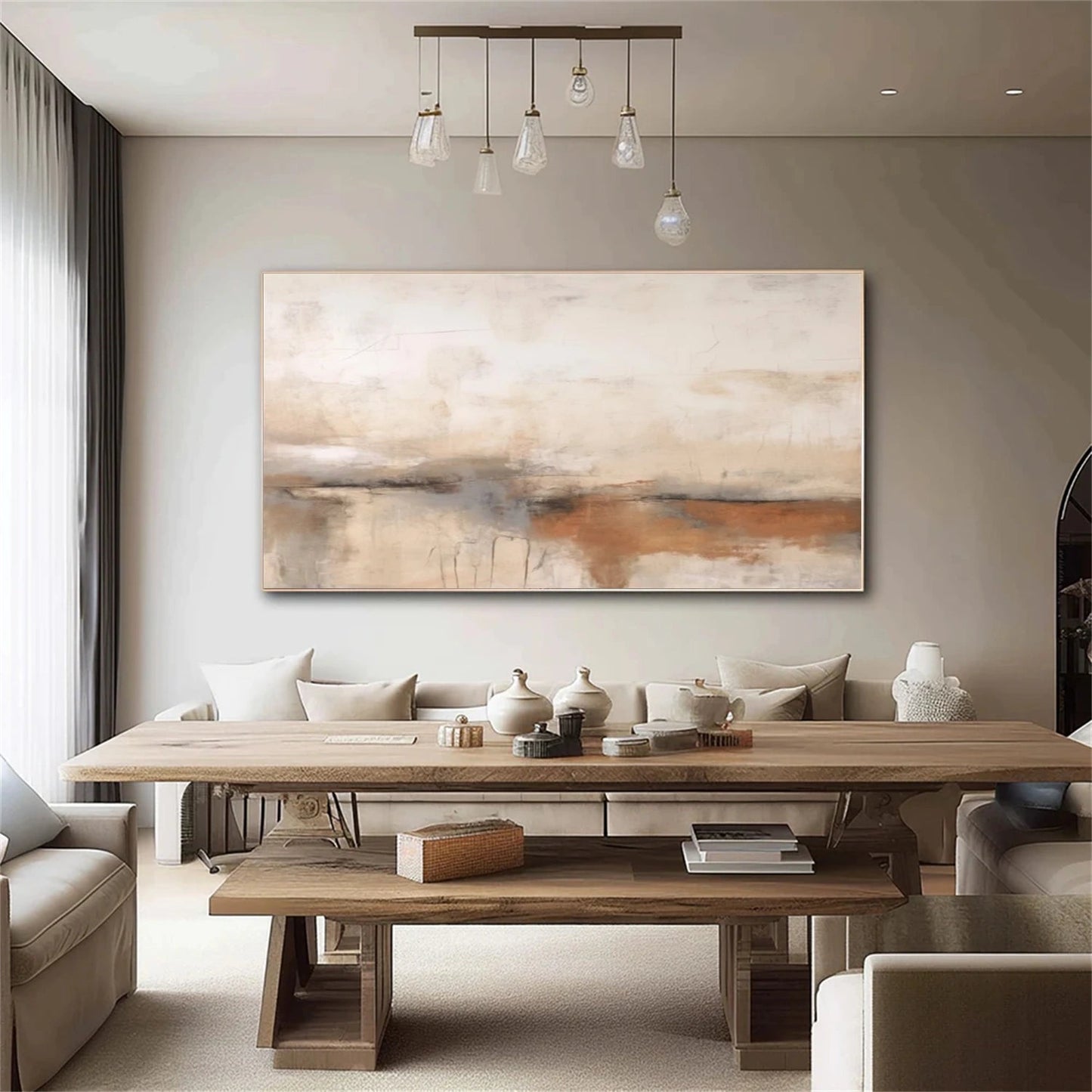 Quiet Horizon Neutral Abstract Painting