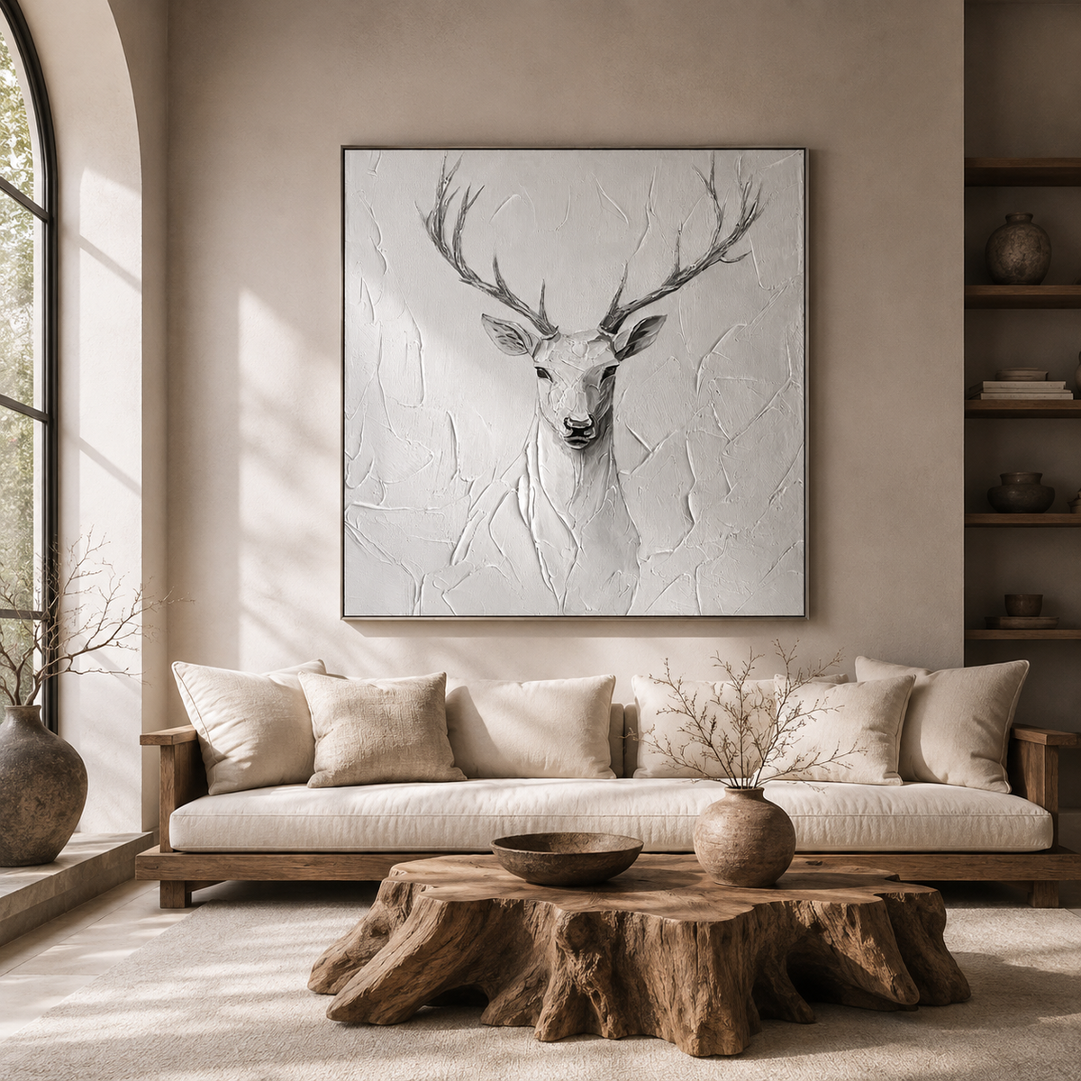 Silent Grace Deer Textured Painting #AR013