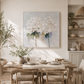 Soft Ivory Bloom Abstract Painting (Diptych)