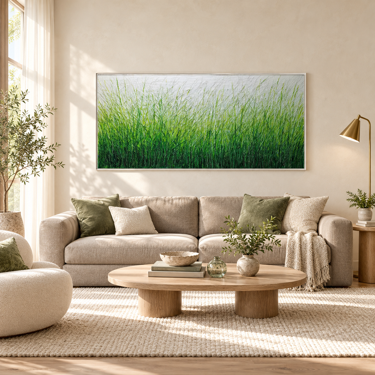 Verdant Breeze Grassland Painting