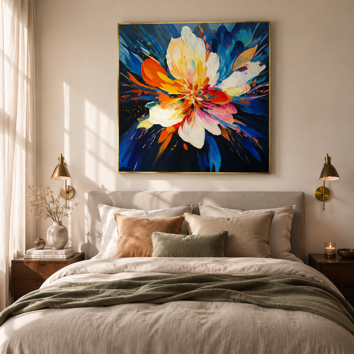 Cosmic Bloom Abstract Impasto Floral Painting
