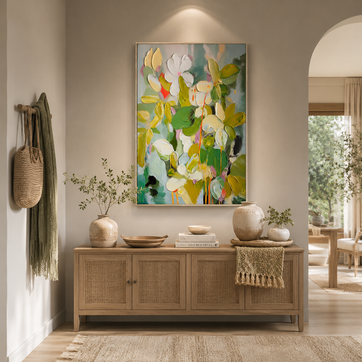 Verdant Whisper Floral Abstract Painting