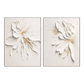 Whisper Bloom White Floral 3D Painting Set Set of 2