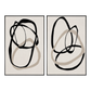 Eternal Flow Black Line Abstract Painting Set Set of 2