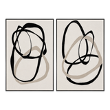 Eternal Flow Black Line Abstract Painting Set Set of 2