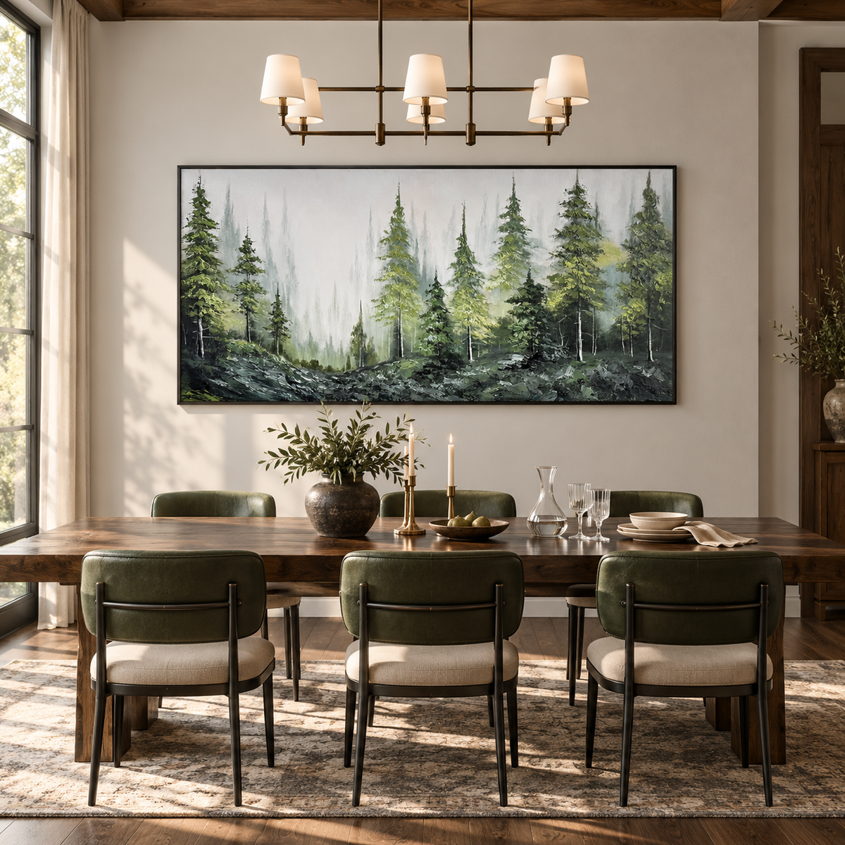 Whispering Pines Forest Landscape Painting