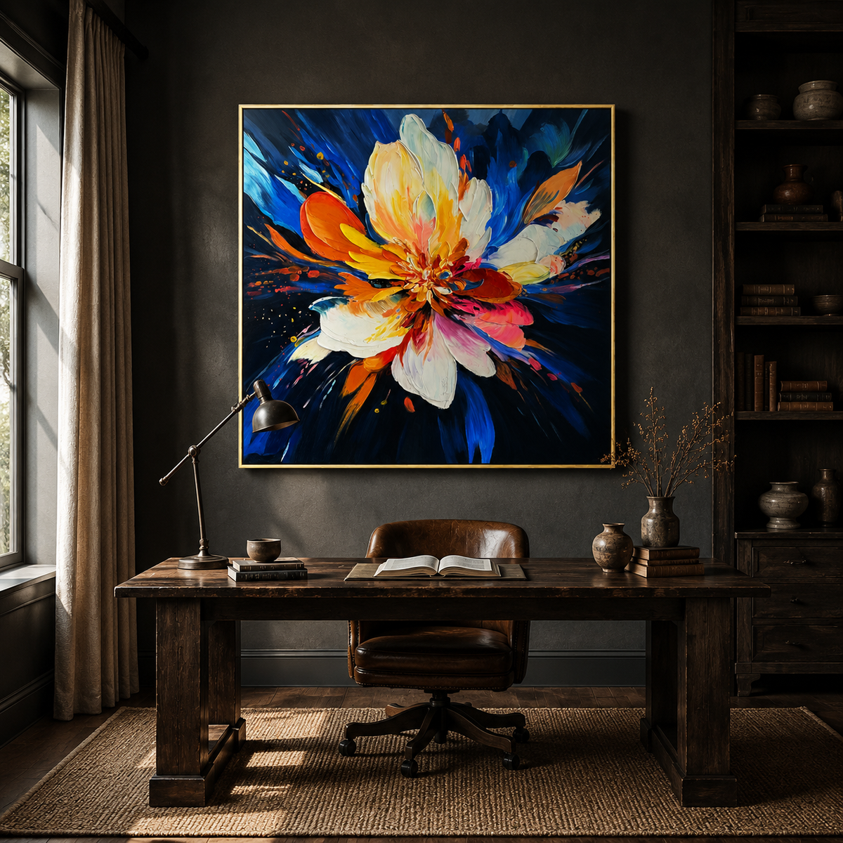 Cosmic Bloom Abstract Impasto Floral Painting
