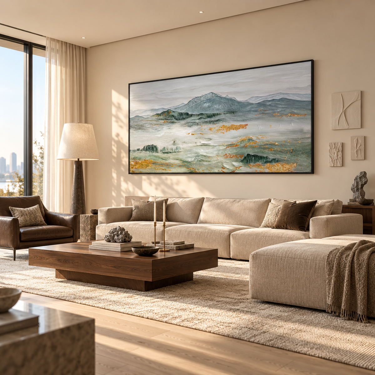 Whispered Peaks Textured Landscape Painting