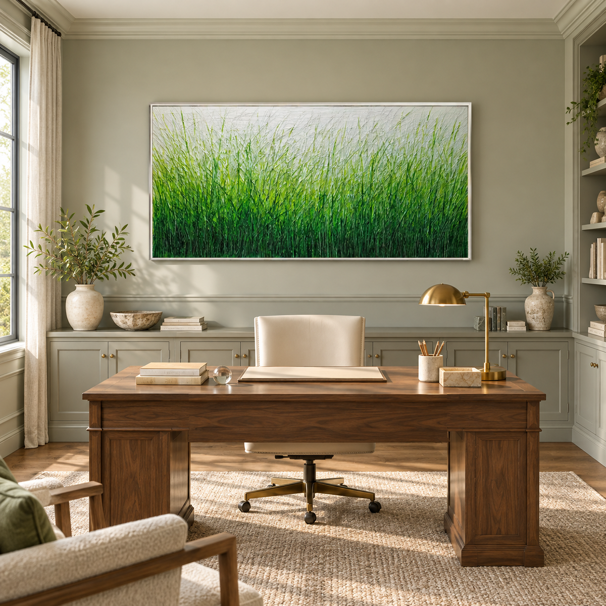 Verdant Breeze Grassland Painting
