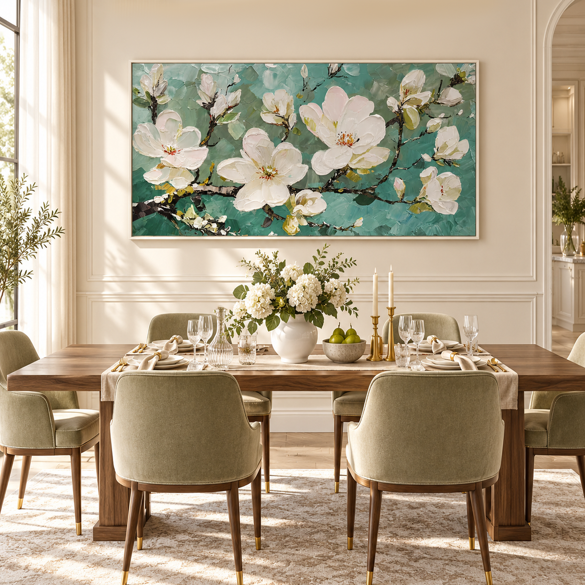 White Floral Textured Painting