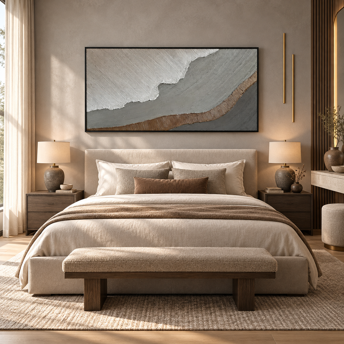 Earth Veil Neutral Textured Abstract Painting