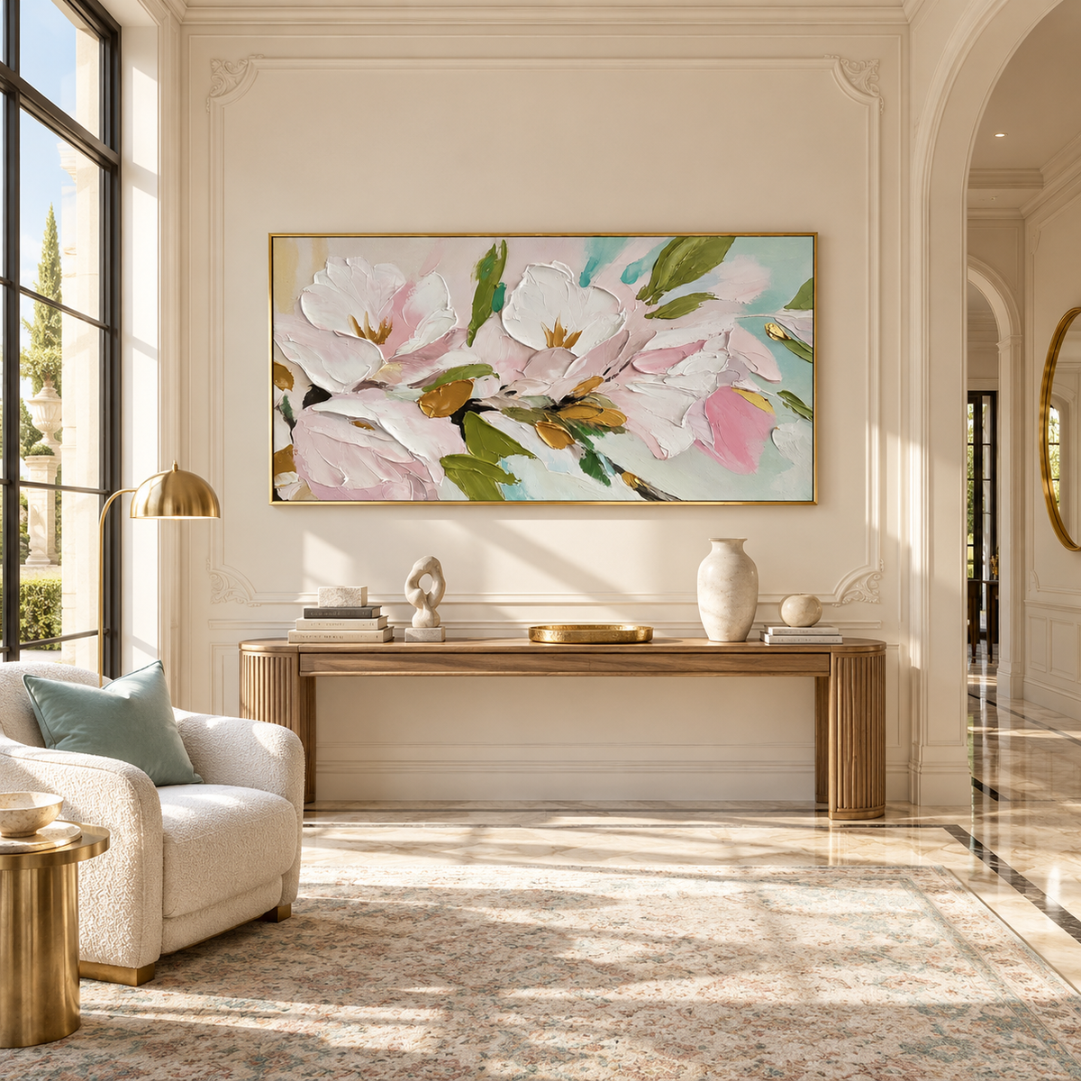 Soft Pink Magnolia Textured Painting