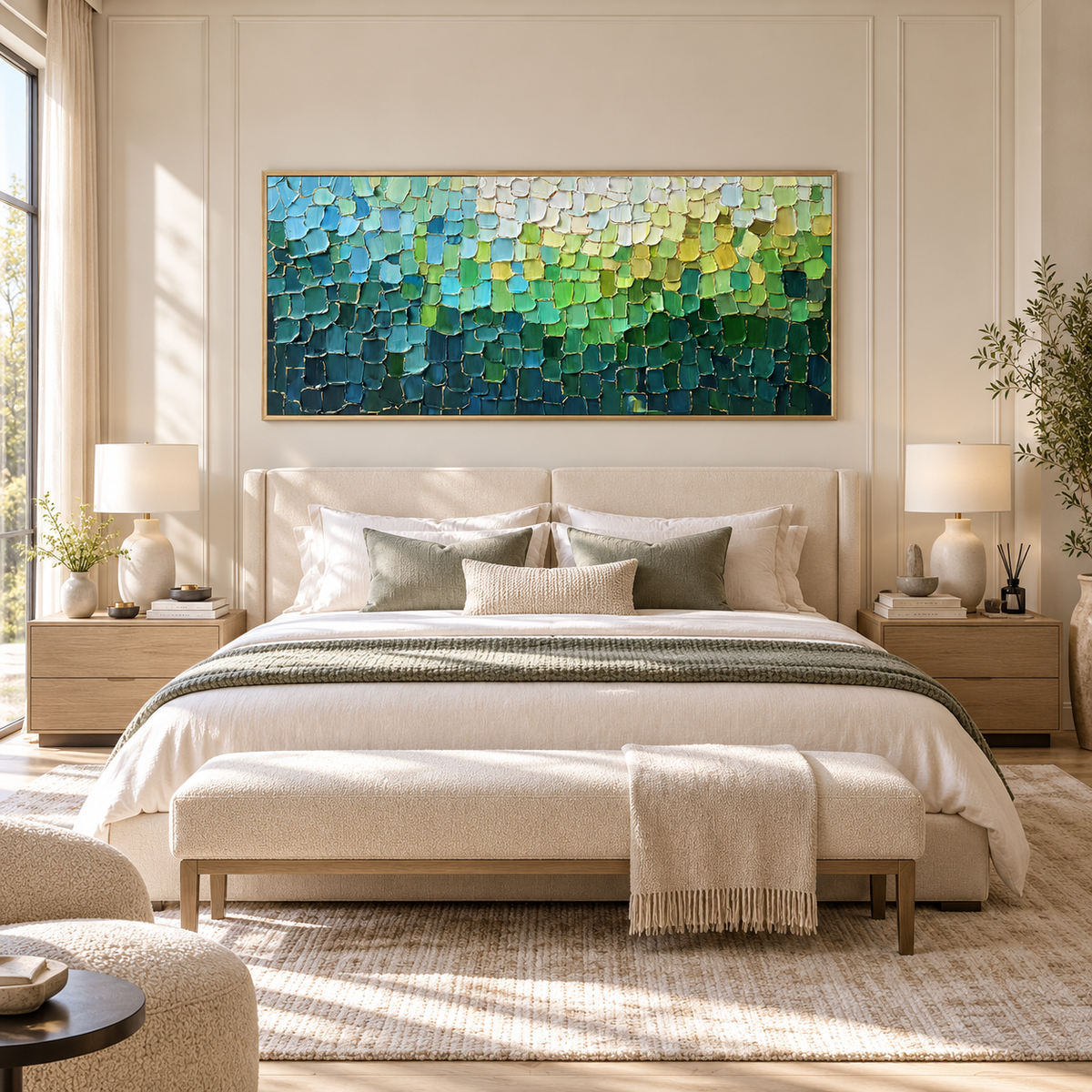 Emerald Mosaic Textured Abstract Painting