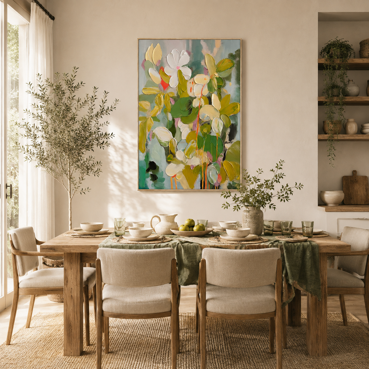 Verdant Whisper Floral Abstract Painting