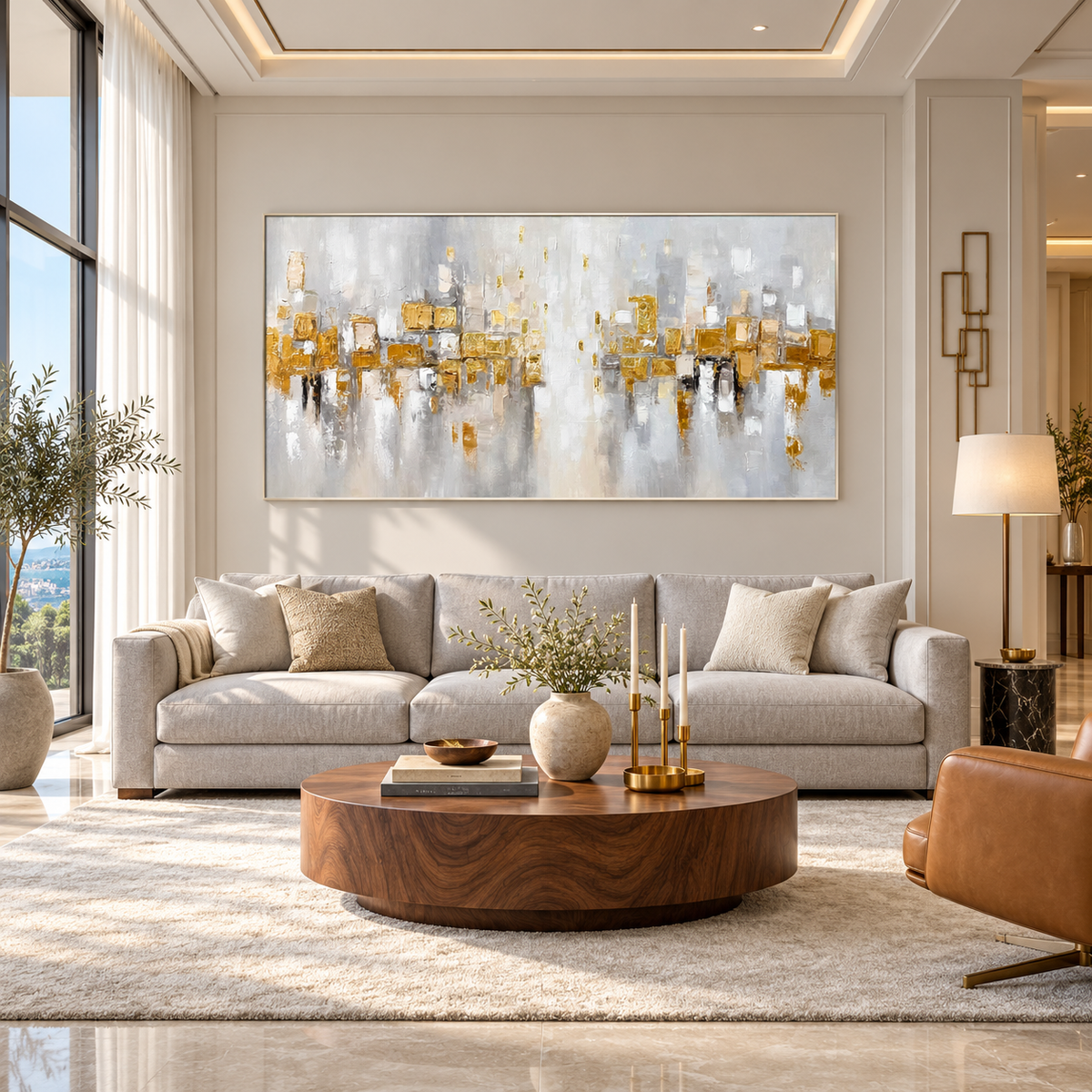 Abstract Metallic Cityscape Painting