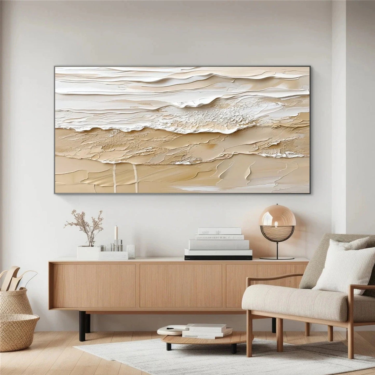 Sand Dune Beige Textured Abstract Painting