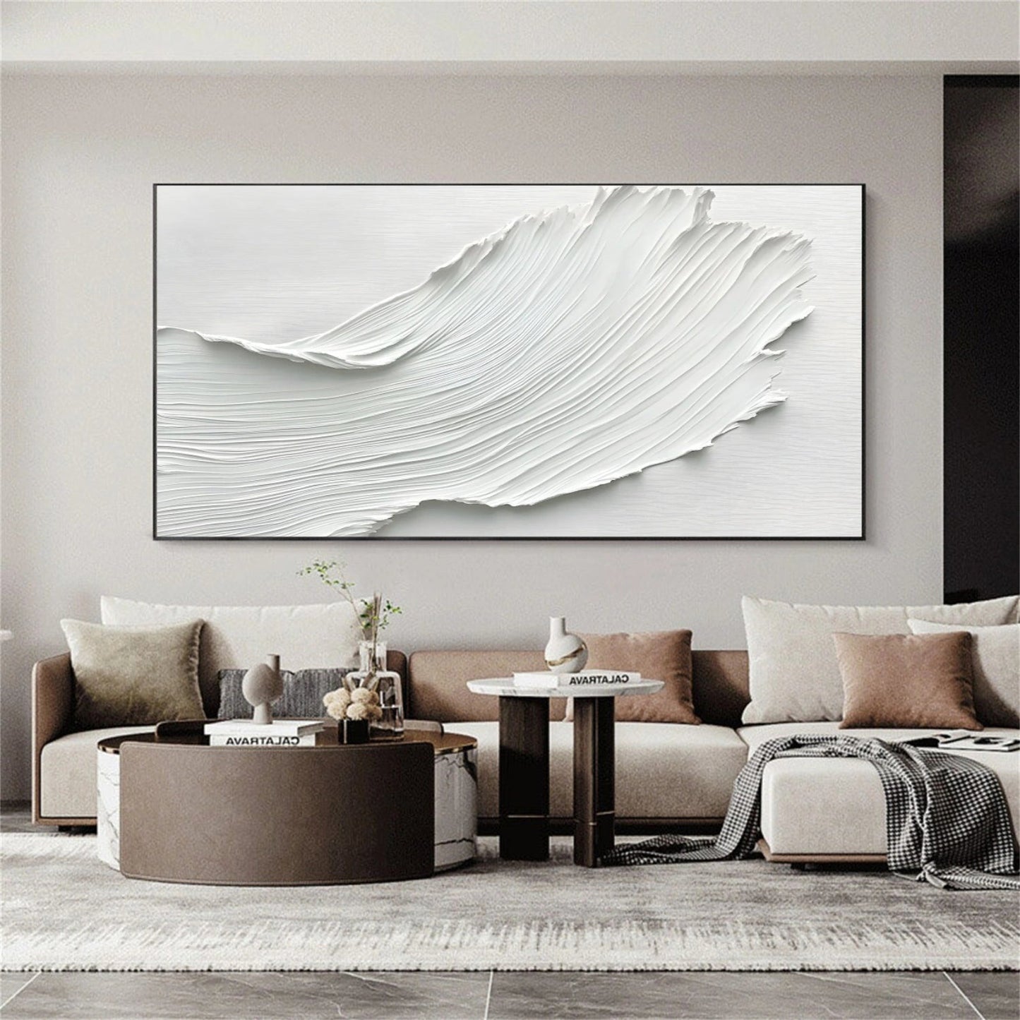 Silent Wave White Textured Abstract Painting
