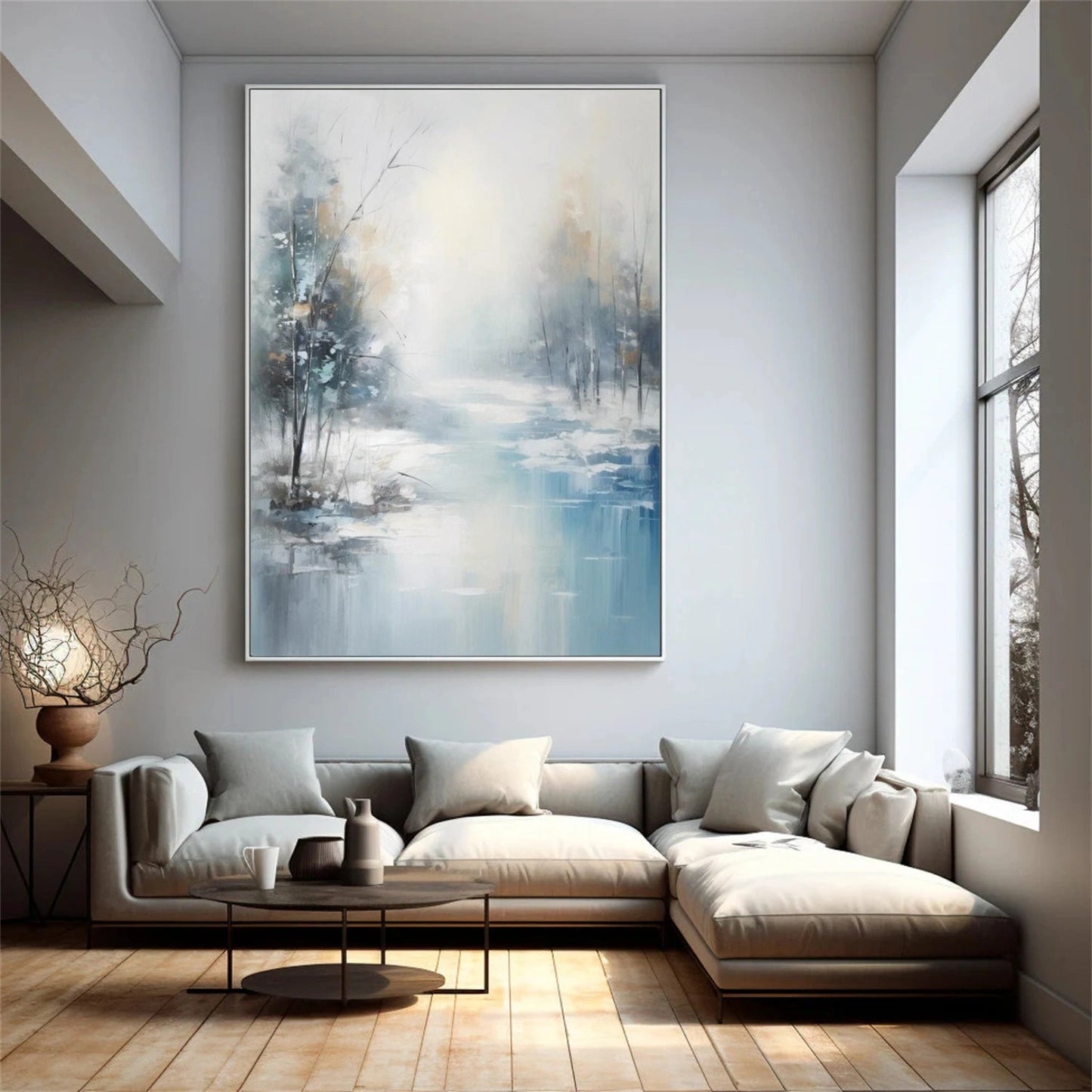 Silent Mist River Landscape Painting